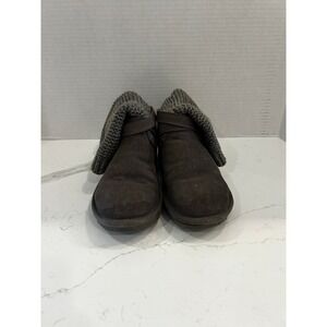UGG Slippers Womens 9 Brown Knit Collar Sweater Cuff Shearling Cozy Clogs